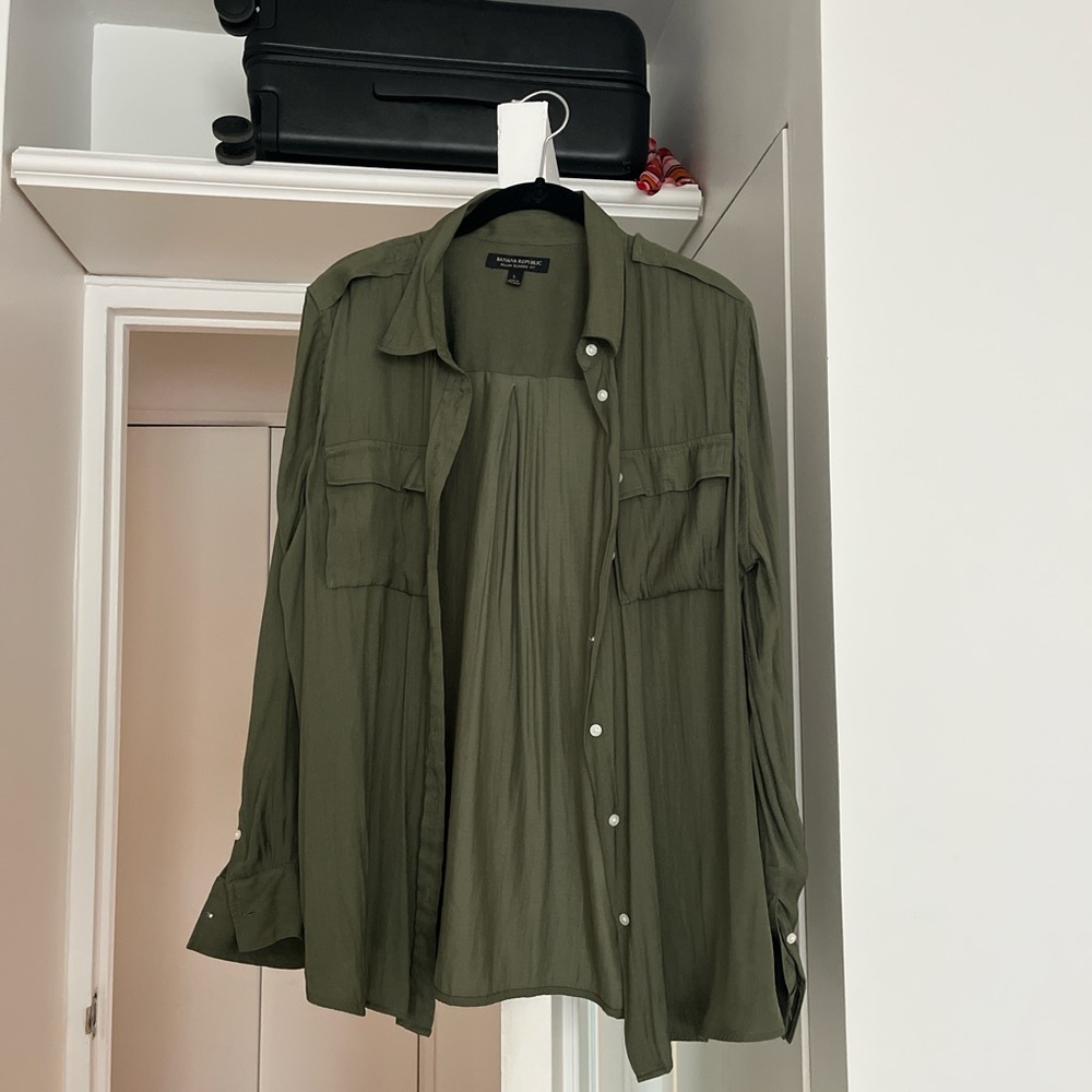 Olive Green Button-Up Shirt